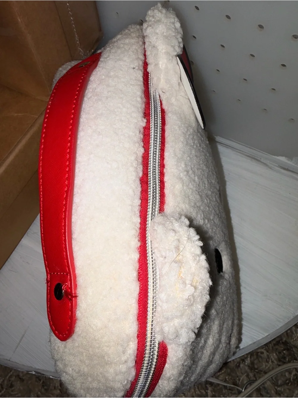 Hello Kitty Cream Plush Pouch with Red Bow